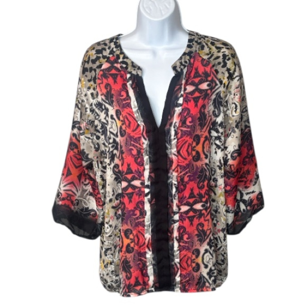 🌹Quintessential - Multicolor Patterned & Animal Print Top - Size Large